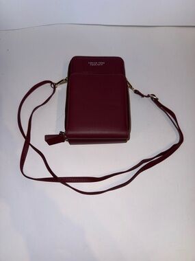 Forever Young Burgundy Crossbody Phone Pouch with Gold Hardware
